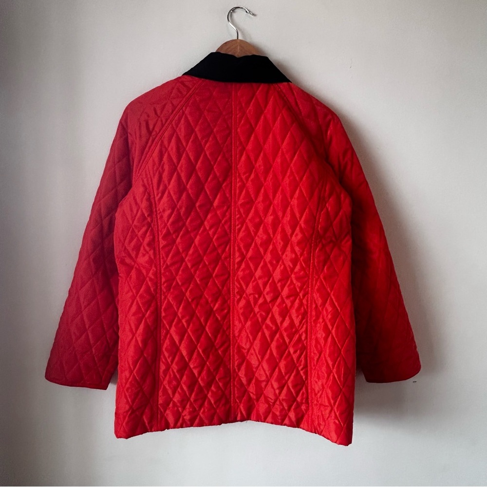 Sharon Young Quilted Classic Preppy Heritage Barn Chore Coat Orange Red Vintage - Picture 10 of 15